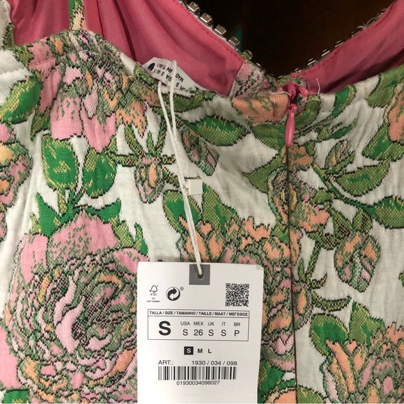 Zara JACQUARD DRESS WITH RHINESTONES - Picture 15 of 16